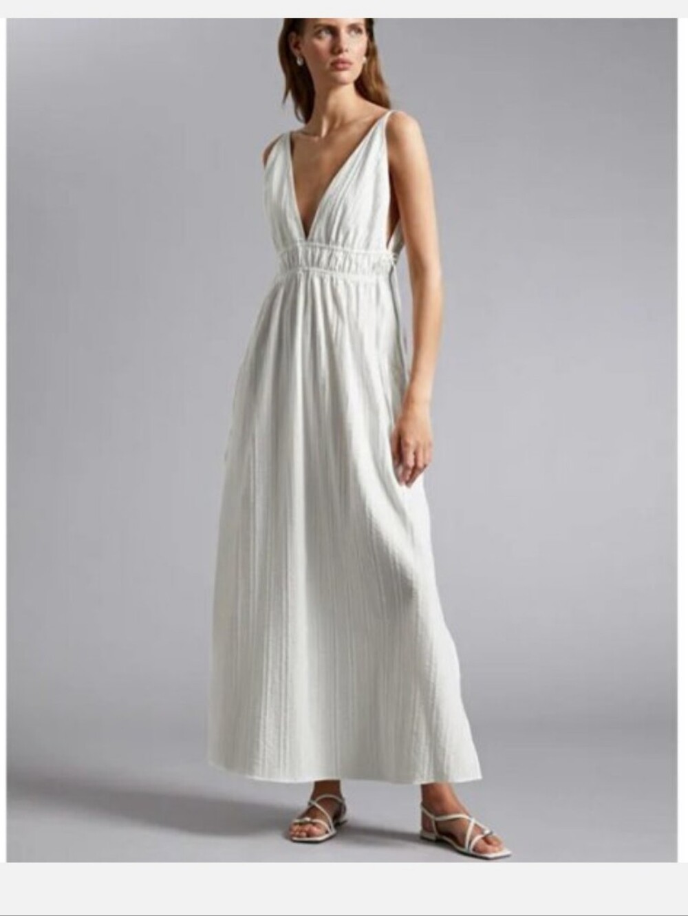& Other Stories Seersucker Semi-Sheer Maxi Dress, size XS